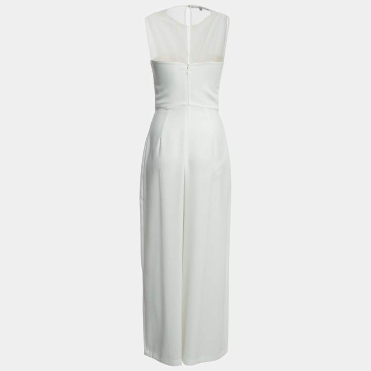 Pre Owned Elisabetta Franchi White Crepe Sleeveless Corset Jumpsuit S