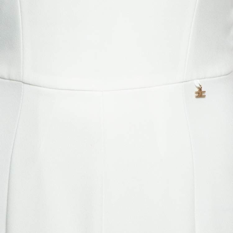 Pre Owned Elisabetta Franchi White Crepe Sleeveless Corset Jumpsuit S