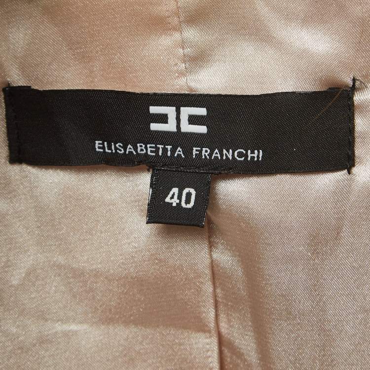 Pre Owned Elisabetta Franchi Dusty Pink Tweed and Lace Blazer S
