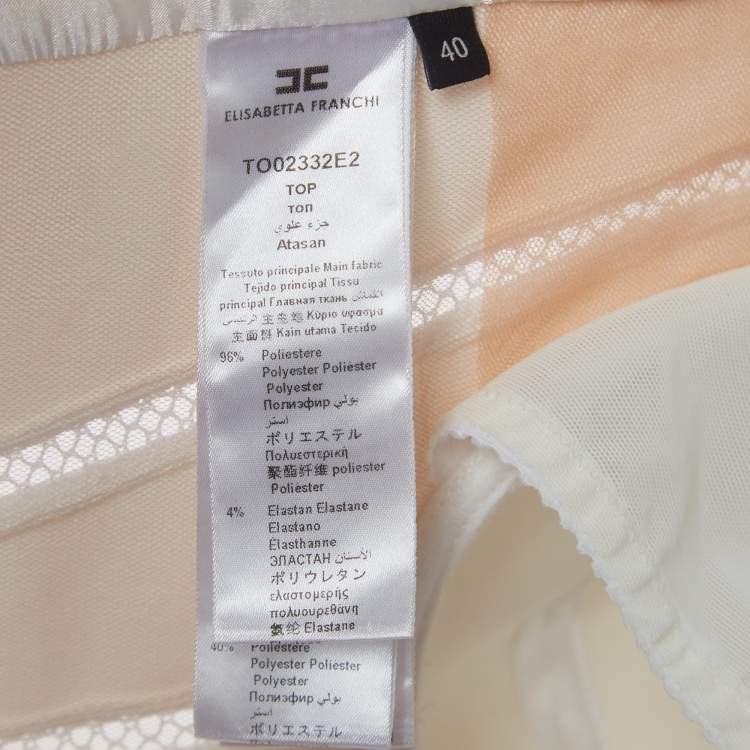 Pre Owned Elisabetta Franchi White Crepe Strapless Padded Crop Top S