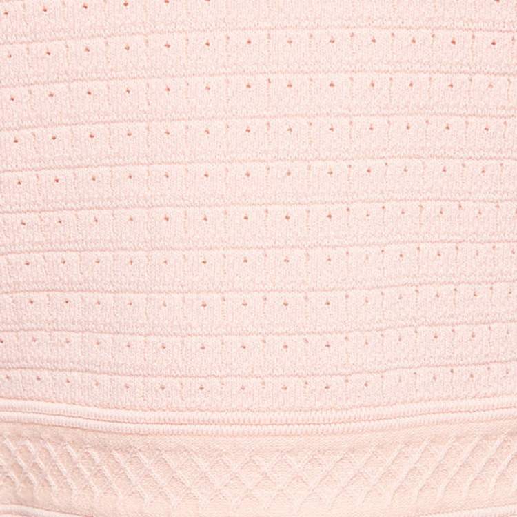 Pre Owned Elisabetta Franchi Pink Textured Knit Sweater Top L