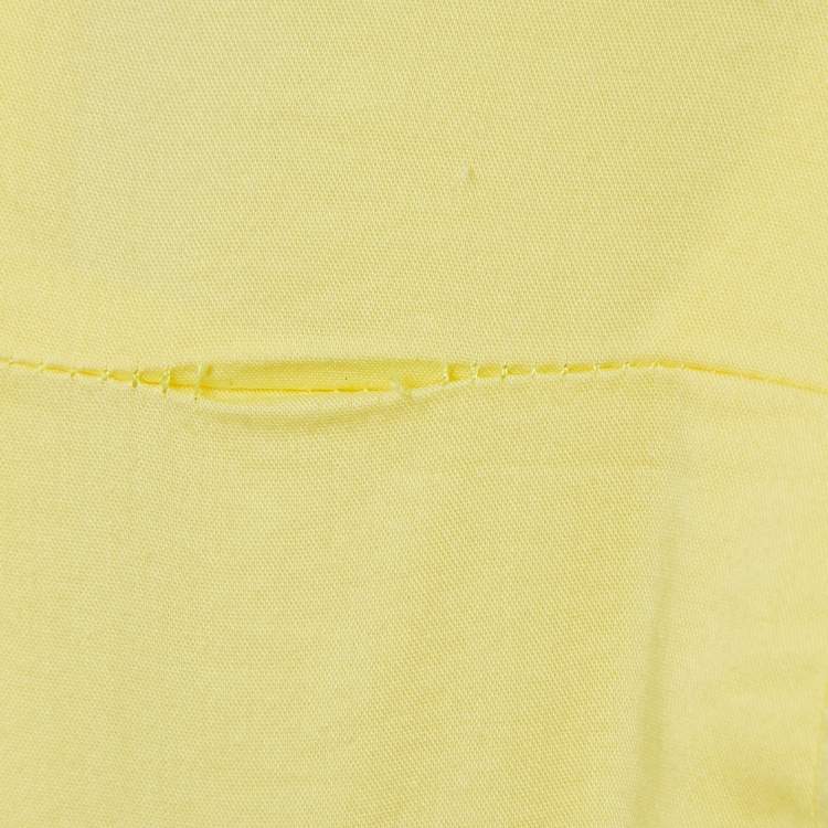 Pre Owned Elisabetta Franchi Yellow Stretch Cotton Flutter Sleeve Wrap Top M