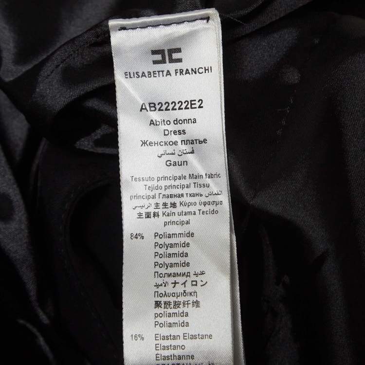 Pre Owned Elisabetta Franchi Black Crepe V-Neck Sheath Dress M