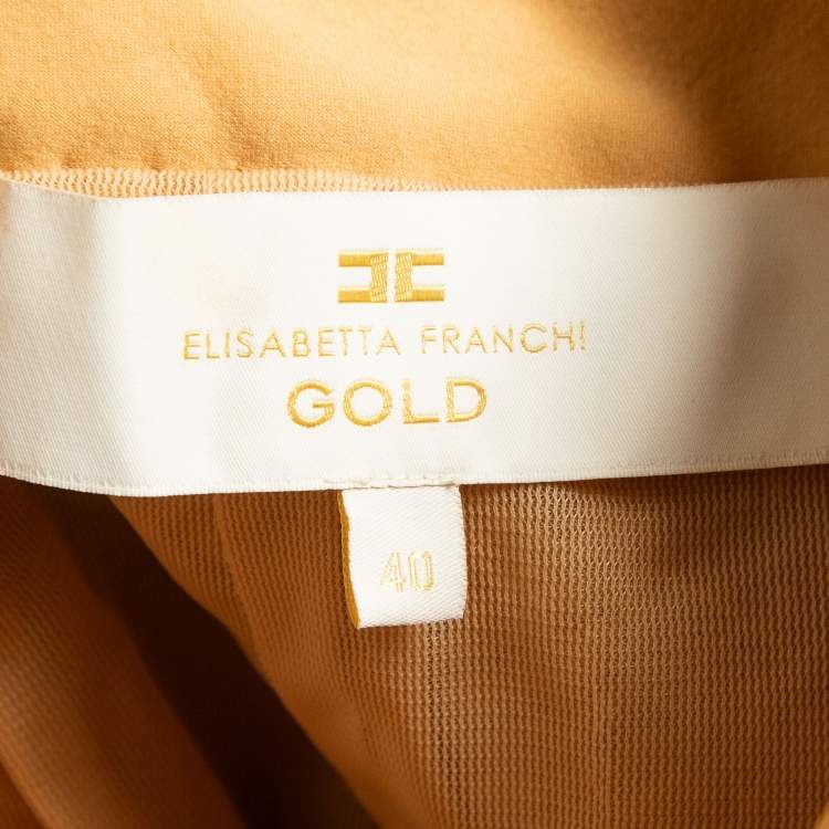 Pre Owned Elisabetta Franchi Gold Sequined Mini Skirt S