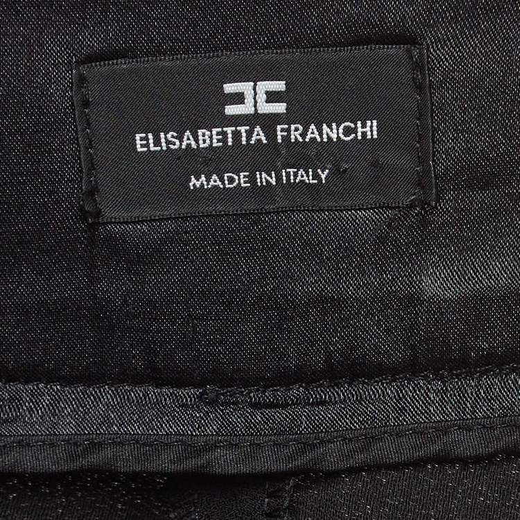 Pre Owned Elisabetta Franchi Black Crepe Flared Trousers S