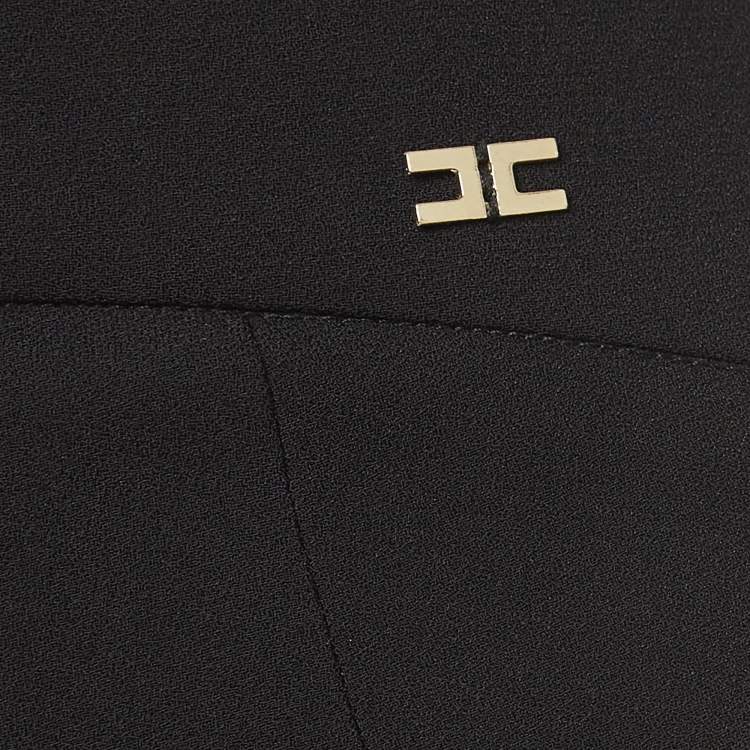 Pre Owned Elisabetta Franchi Black Crepe Flared Trousers S