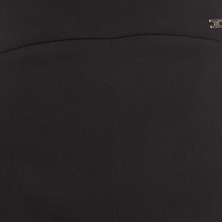 Pre Owned Elisabetta Franchi Black Crepe Flared Trousers S