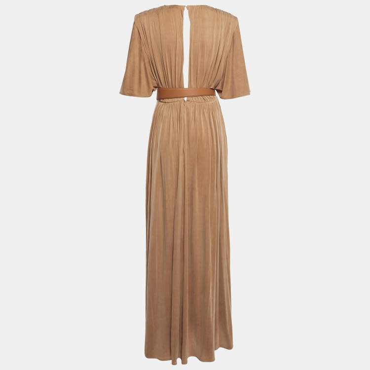 Elisabetta Franchi Brown Jersey Gathered Belter Maxi Dress M Elisabetta Franchi TLC