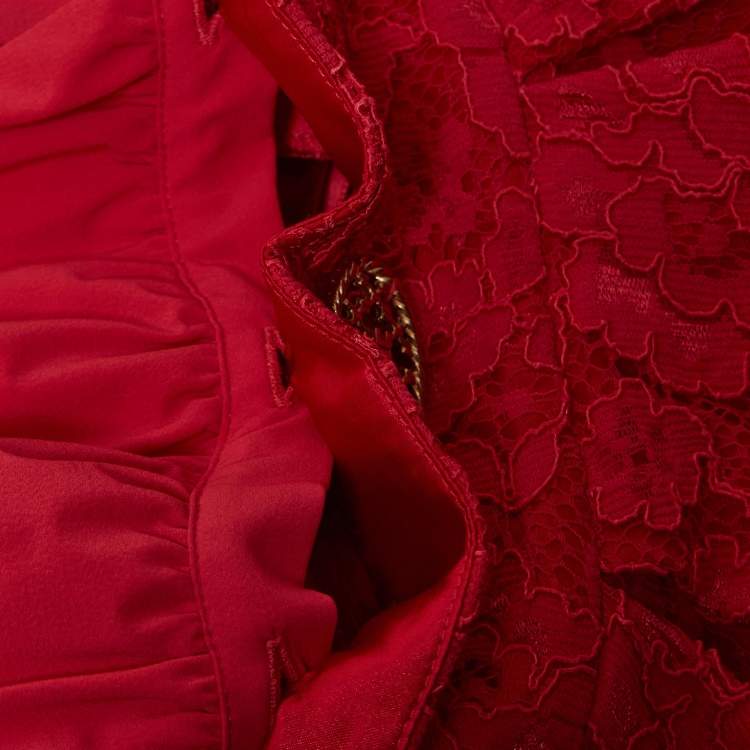 مملوكة مسبقًا Elisabetta Franchi Pink Lace and Crepe Detachable Waist Mini Dress S