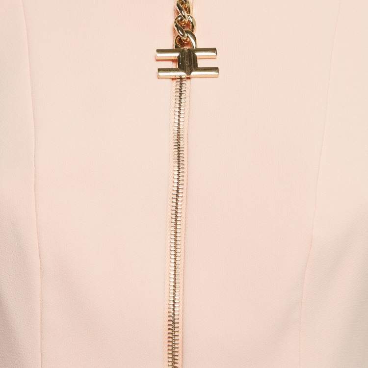 Pre Owned Elisabetta Franchi Pink Crepe Mini Dress M