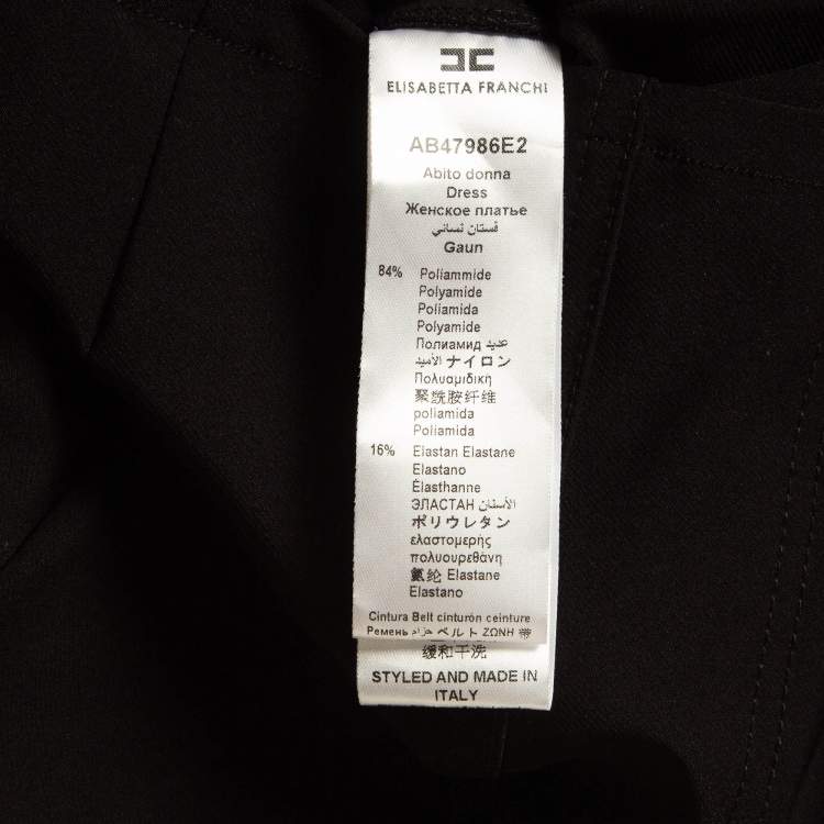 Pre Owned Elisabetta Franchi Black Stretch Crepe Zipper Midi Dress M