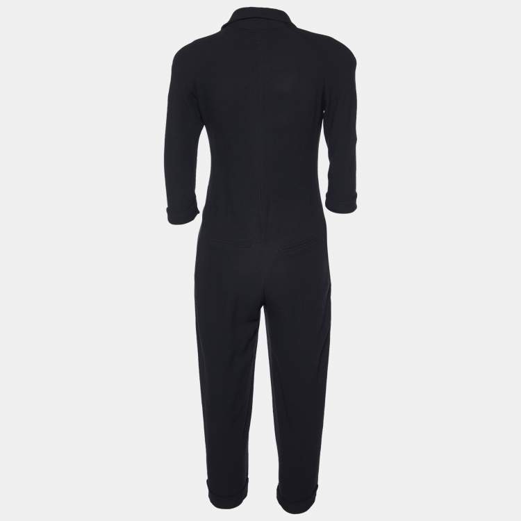 Pre Owned Elisabetta Franchi Black Crepe Zip Detail Jumpsuit S