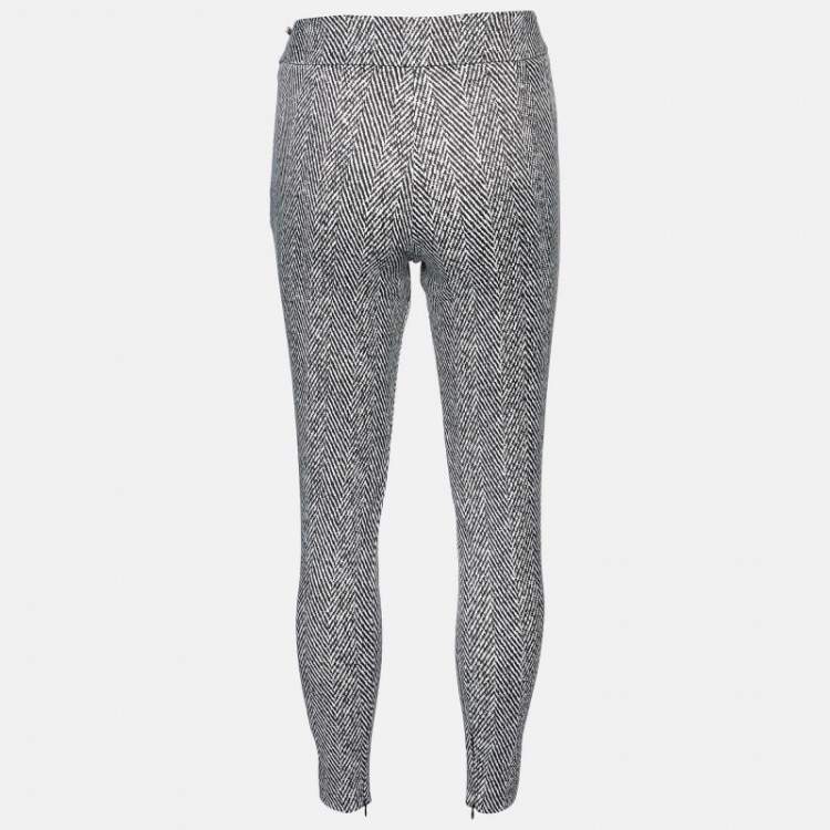 Pre Owned Elisabetta Franchi Gold Monochrome Chevron Nylon Blend Jeggings M