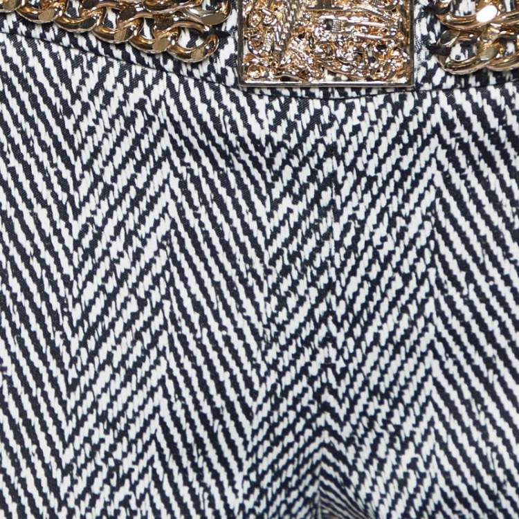 Pre Owned Elisabetta Franchi Gold Monochrome Chevron Nylon Blend Jeggings M