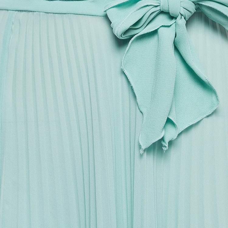 مملوكة مسبقًا Elisabetta Franchi Mint Green Chiffon Plisse Maxi Skirt M