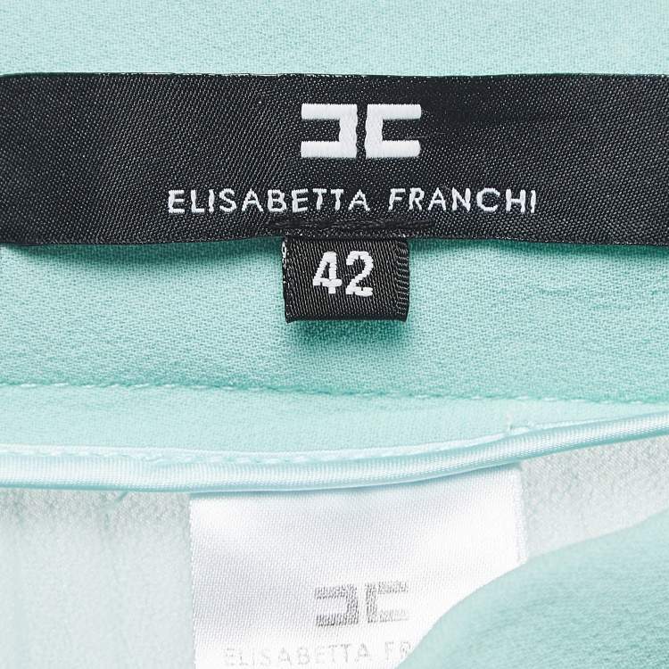 مملوكة مسبقًا Elisabetta Franchi Mint Green Chiffon Plisse Maxi Skirt M