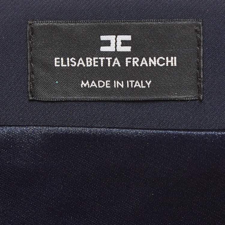 Pre Owned Elisabetta Franchi Blue Lurex Knit One Shoulder Jumpsuit M