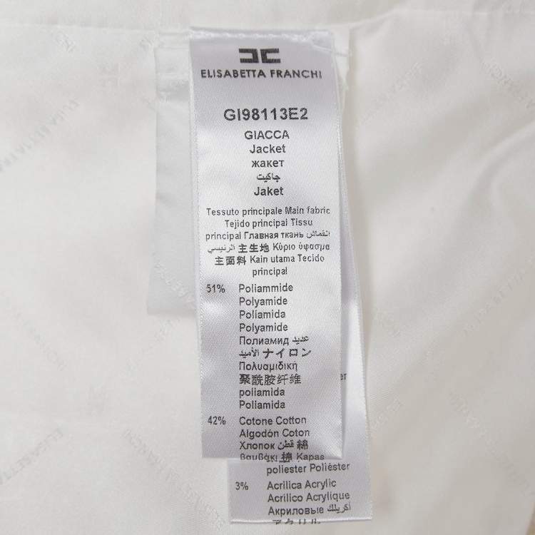 Pre Owned Elisabetta Franchi Off-White Patterned Tweed Shorts and Blazer Set S