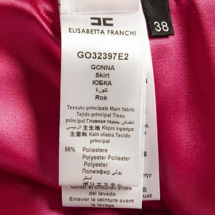 Pre Owned Elisabetta Franchi Pink Logo Embellished Mini Skirt S
