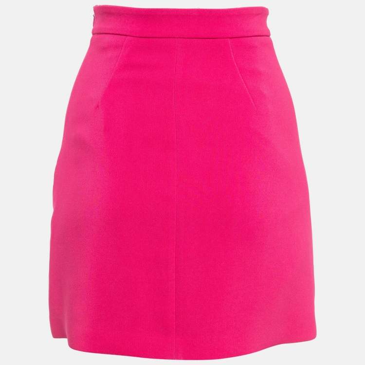 Pre Owned Elisabetta Franchi Pink Logo Embellished Mini Skirt S