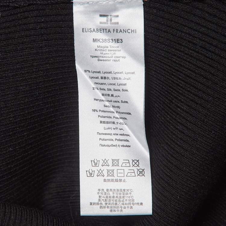 Pre Owned Elisabetta Franchi Black Rib Knit Sweater Top S