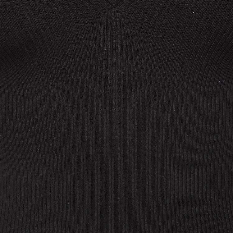 Pre Owned Elisabetta Franchi Black Rib Knit Sweater Top S