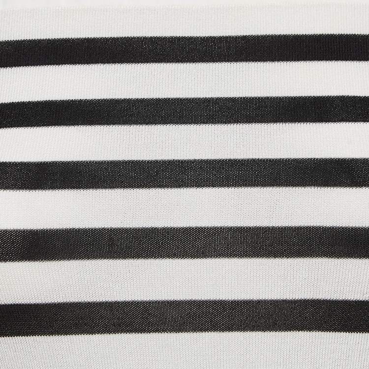 Pre Owned Elisabetta Franchi White & Black Strip Patterned Knit Sweater M