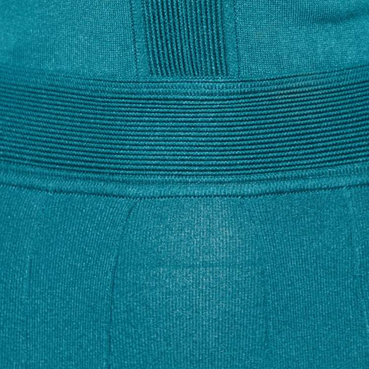 Pre Owned Elisabetta Franchi Green Knit Midi Dress S