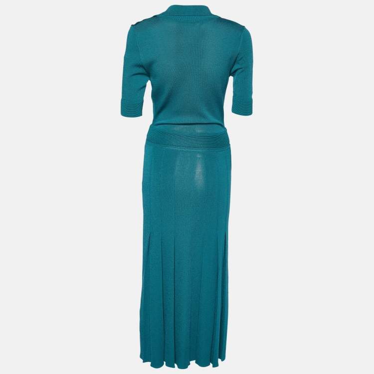 Pre Owned Elisabetta Franchi Green Knit Midi Dress S