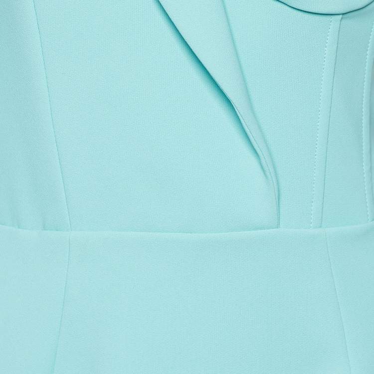 Pre Owned Elisabetta Franchi Green Crepe One-Shoulder Corset Dress M