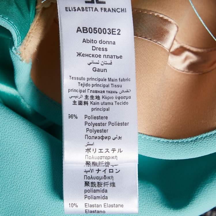 Pre Owned Elisabetta Franchi Green Crepe One-Shoulder Corset Dress M