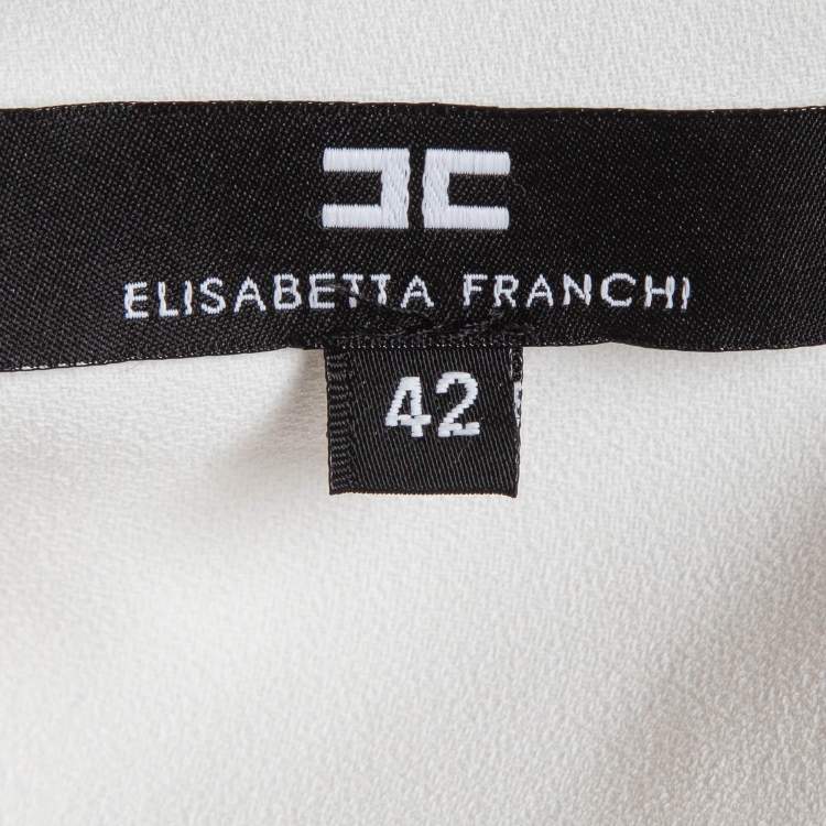 Pre Owned Elisabetta Franchi White Crepe Back Open Maxi Dress M