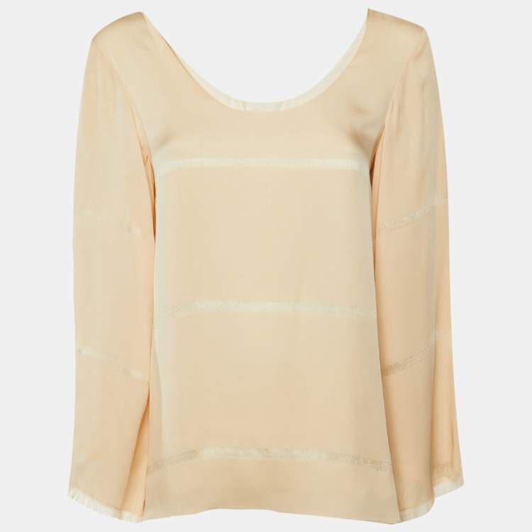 Pre Owned Elisabetta Franchi Beige Silk JesperTop XS 