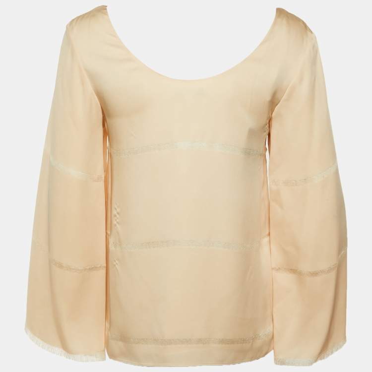 Pre Owned Elisabetta Franchi Beige Silk JesperTop XS 