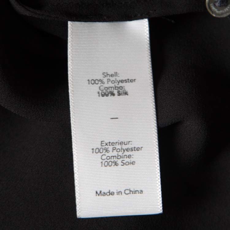 مملوكة مسبقًا Elizabeth & James Black Crepe Satin Trim Detail Long Sleeve Blouse S