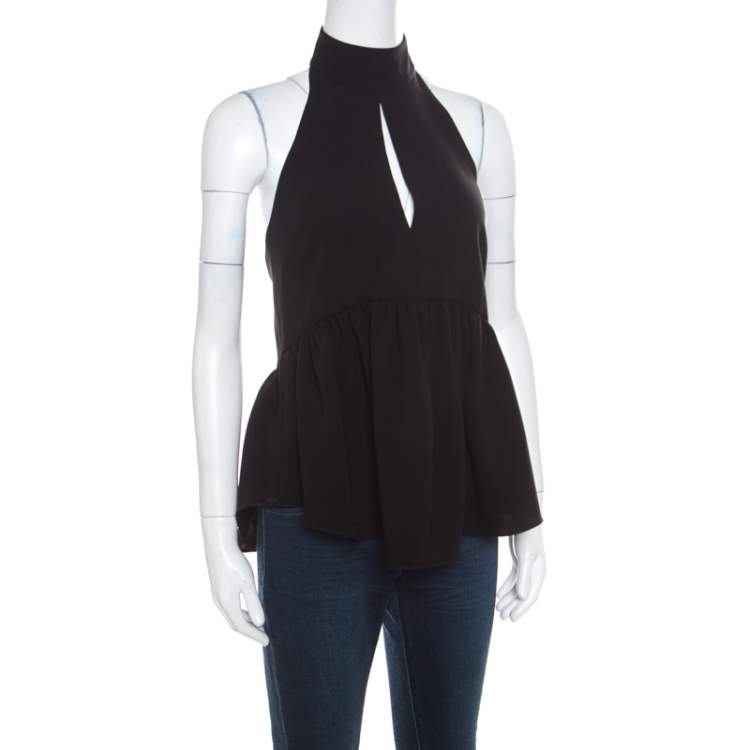 Pre Owned Elizabeth & James Black Crepe Knit Perth Halter Top XS