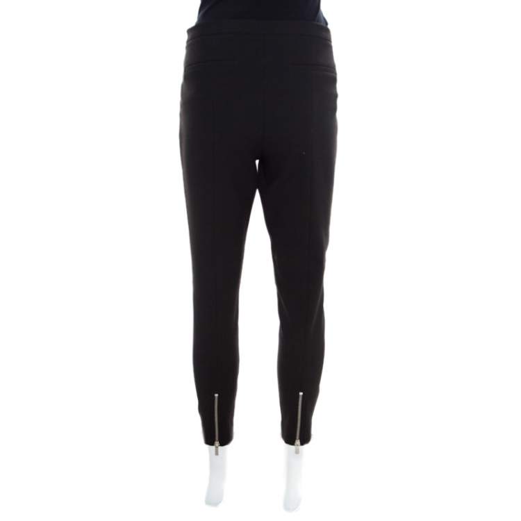 Pre Owned Elizabeth & James Black Stretch Knit Zip Detail Tapered Trousers M