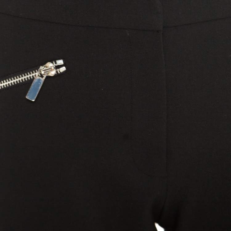 Pre Owned Elizabeth & James Black Stretch Knit Zip Detail Tapered Trousers M