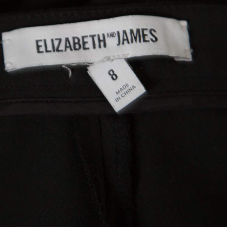 Pre Owned Elizabeth & James Black Stretch Knit Zip Detail Tapered Trousers M