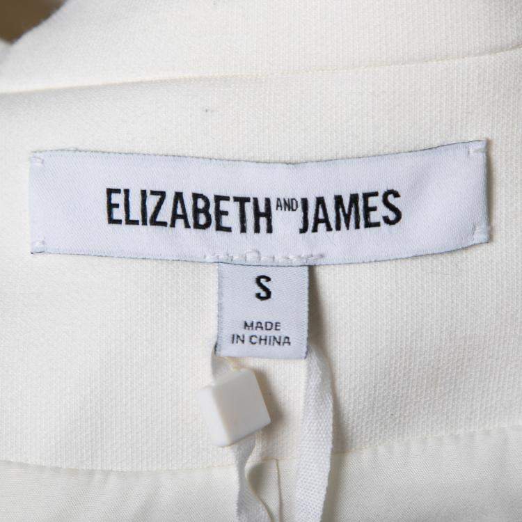 Pre Owned Elizabeth and James White Quilted Shoulder Detail Culkin Biker Jacket S