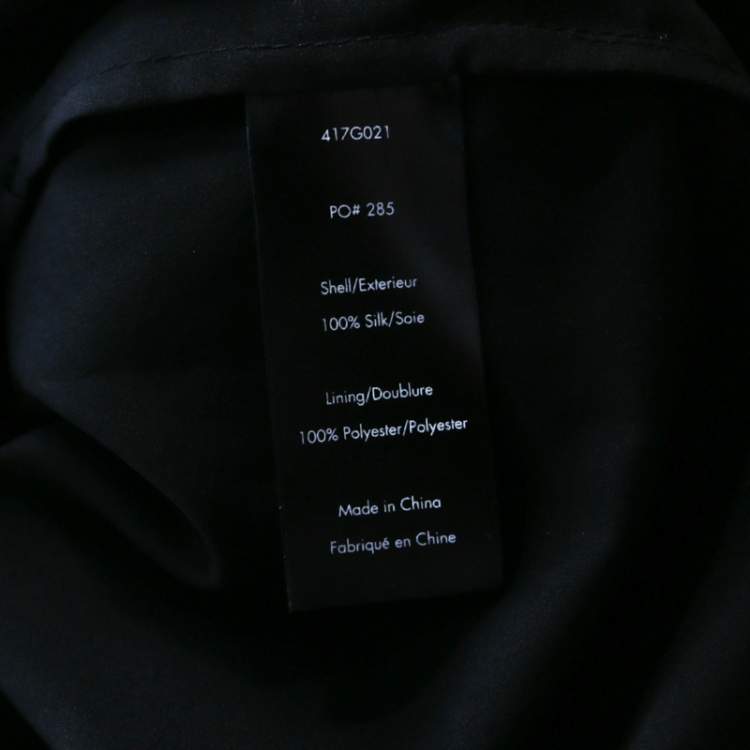 Pre Owned Elizabeth & James Black Embroidered Silk Georgette Mia Maxi Dress L 