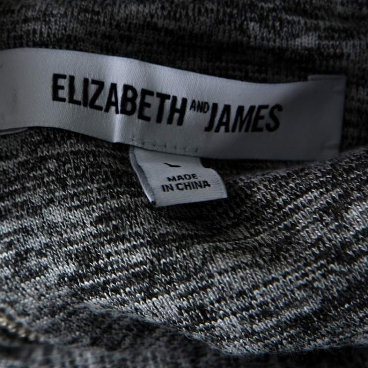 Pre Owned Elizabeth & James Grey Marled Jersey Cut Out Back Azia Jumpsuit L
