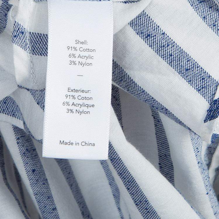 Pre Owned Elizabeth and James White and Blue Striped Peplum Top S