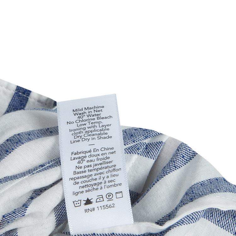 Pre Owned Elizabeth and James White and Blue Striped Peplum Top S