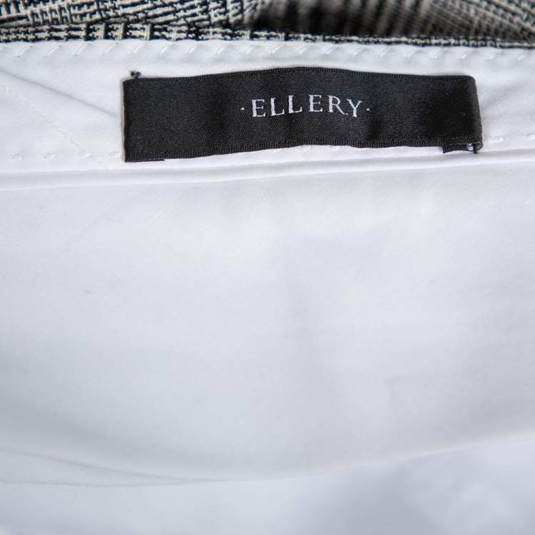 Pre Owned Ellery Monochrome Wool High Rise Kool Aid Belted Trousers M