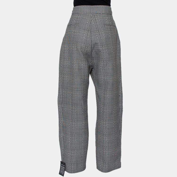 Pre Owned Ellery Monochrome Wool High Rise Kool Aid Belted Trousers M