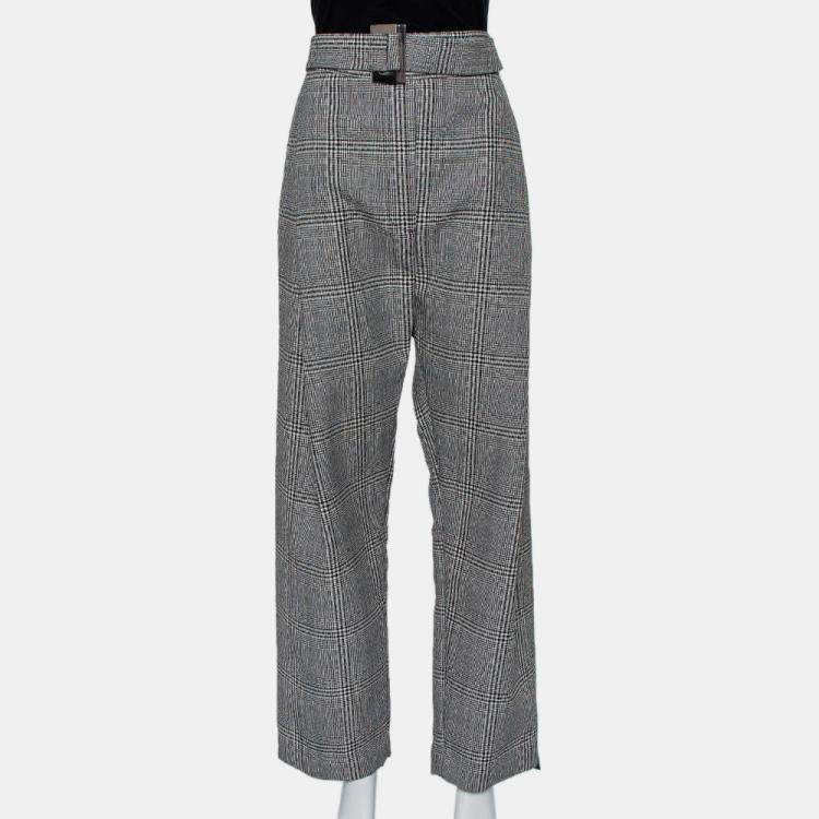 Pre Owned Ellery Monochrome Wool High Rise Kool Aid Belted Trousers M