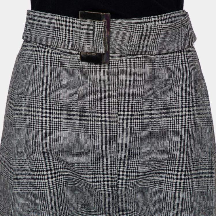 Pre Owned Ellery Monochrome Wool High Rise Kool Aid Belted Trousers M