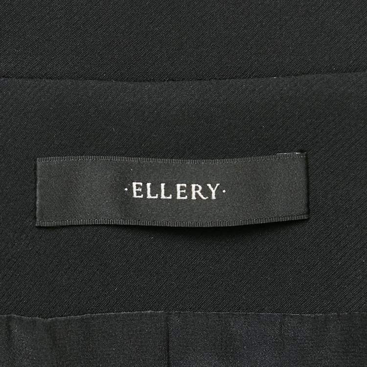 Pre Owned Ellery Black Gabardine Button Detail Coat S