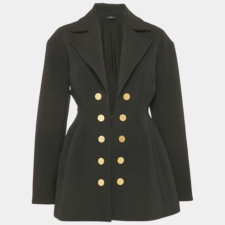 Pre Owned Ellery Black Gabardine Button Detail Coat S